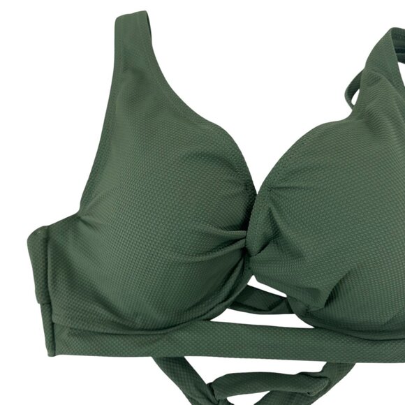 Shade & Shore Womens Green Bikini Top Push-Up Swimwear Size 34DD Back Strappy - Picture 13 of 14